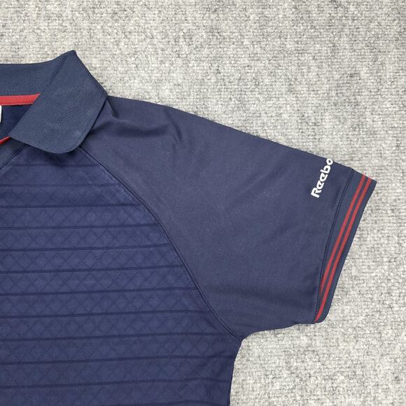 Reebok Classic Polo Shirt Womens Medium Navy Blue Raglan Performance Athletic - Picture 8 of 16